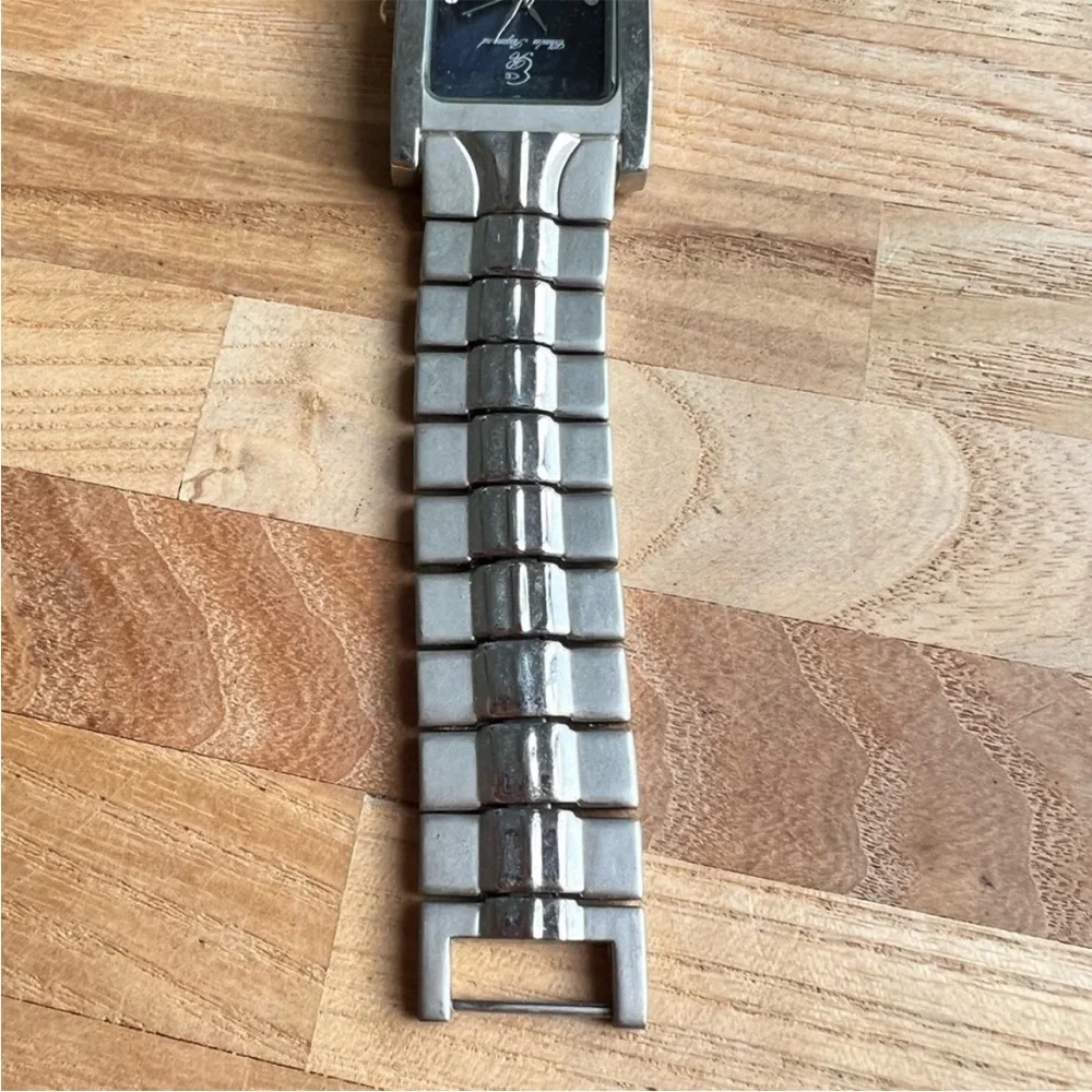 Charles Raymond rectangular blue dial silver tone watch NEW BATTERY